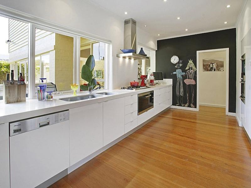 Modern Galley Kitchen Design Using Floorboards Kitchen Photo 381710