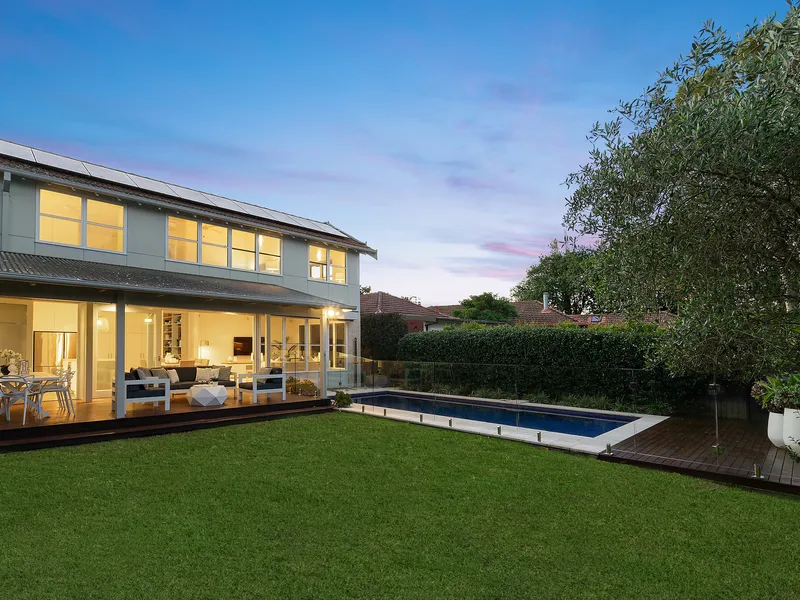 Elegant east to rear oasis promises desirable indoor/outdoor family lifestyle