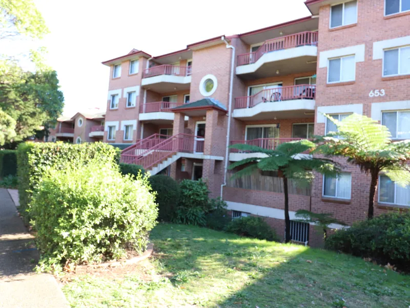 North-facing unit in quiet position at rear of a secure complex