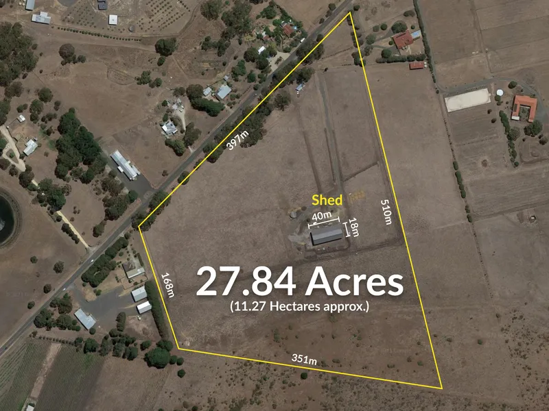 Serene Vacant Acreage with Huge Shed and Planning Permit!
