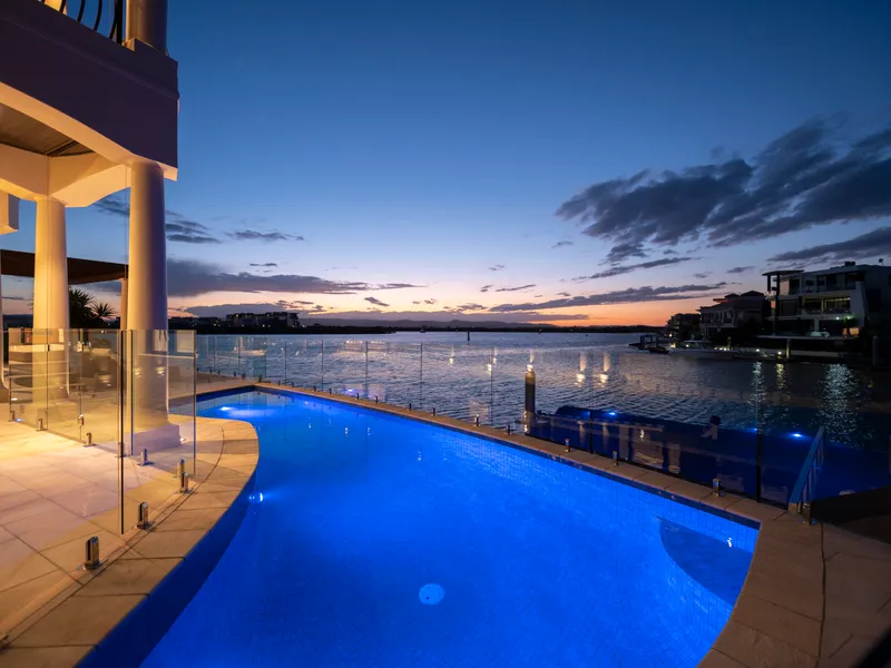 Exquisite Point Position Entertainer with Uninterrupted Broadwater Views