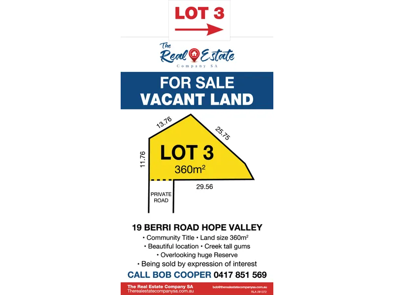 Fantastic Location  Vacant Land Over Looking Creek and Reserves