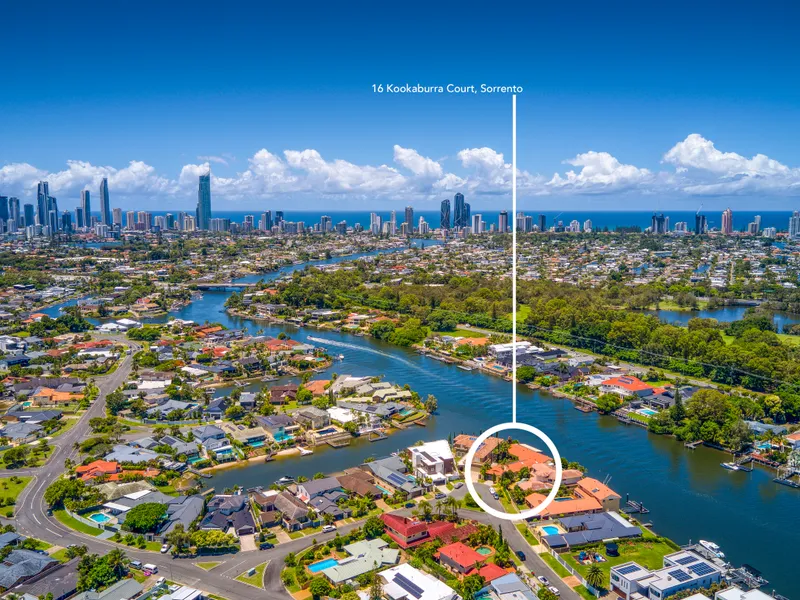 Isle of Sorrento Main River excellence with 33.6m of wide waterfrontage.