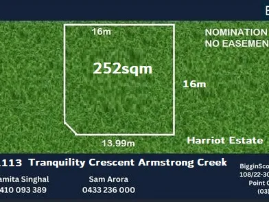 252sqm land in a superior location of ARMSTRONG CREEK
