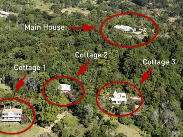 HOME ON PRIVATE MTN+3COTTAGE INCOME+97 NOOSA ACRES