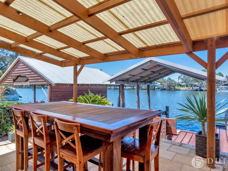 RARE, SOUGHT-AFTER RIVERFRONT LOCATION - 2 JETTYS, BOAT SHED AND SLIPWAY.