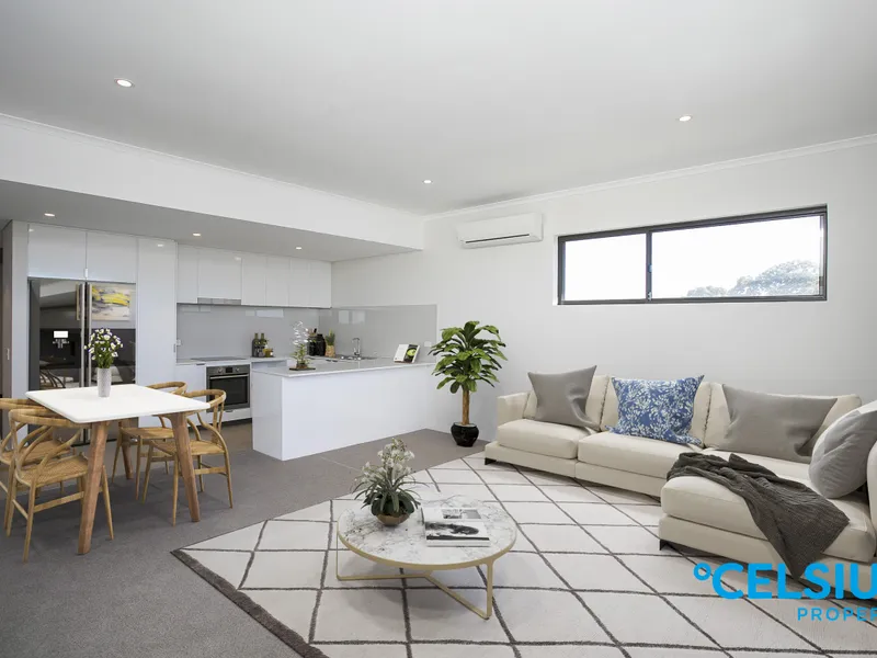 2 bedroom apartment with city views and 2 car bays.