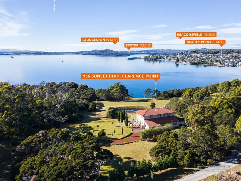 The Point - Stunning waterfront property on 1.95ha (4.81 acres), beautiful views overlooking the Tamar Valley