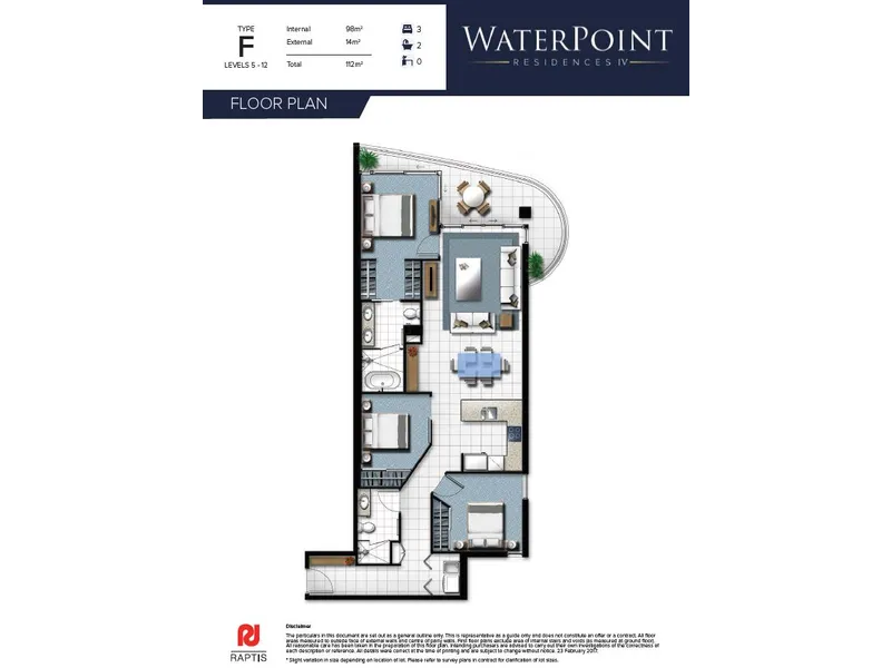 Waterpoint - 3 Bedroom apartment with study nook and Water Views