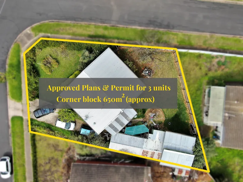 Corner block allotment with approved plans and permit for 3 townhouses