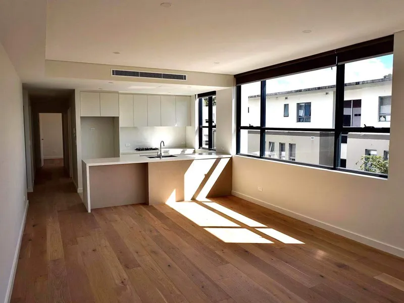 Nearly new north facing two bedroom plus study apartment