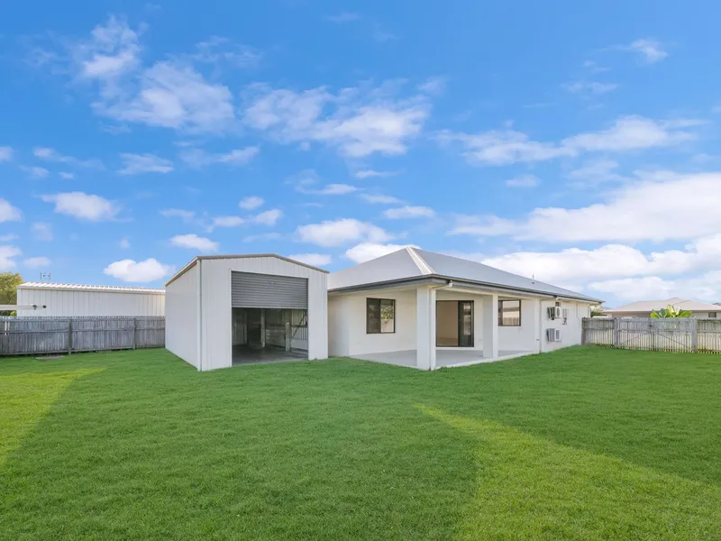 A beautiful modern family home boastings a 9mtr x 4.5mtr (approx) powered shed (THE MAN CAVE) - be quick!!