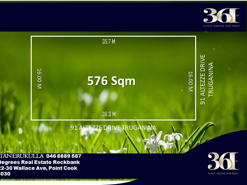 PERFECT PREMIUM TITLED BLOCK FOR FIRST HOME BUYERS OR INVESTORS!!! 91 ALTEZZE DRIVE , TRUGANINA