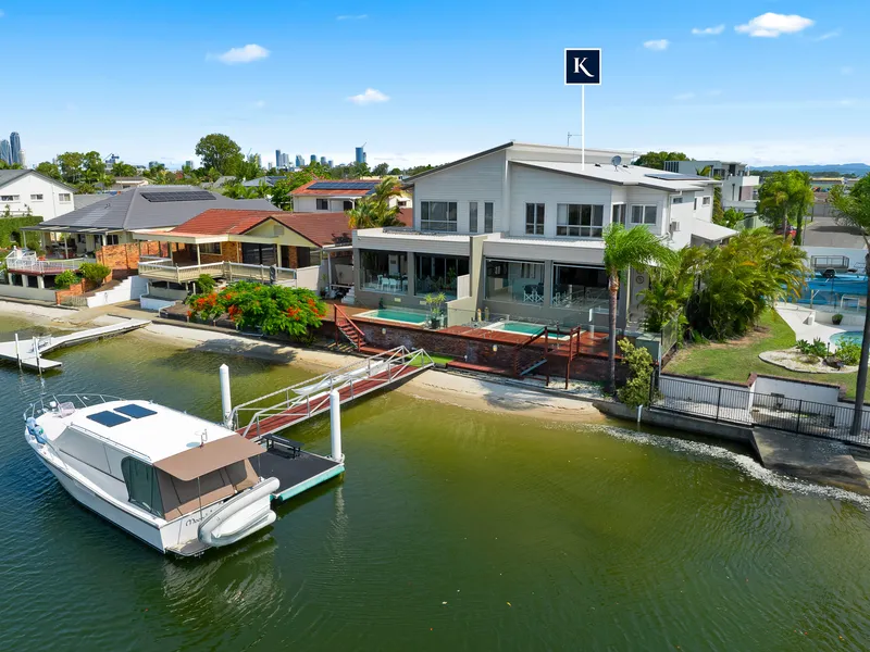 Spacious Waterfront Villa with City Skyline Views