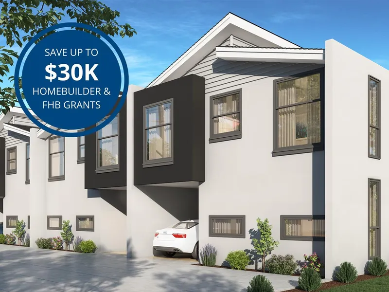 Architecturally designed Townhouses.  Extra $10,000 available to eligible purchasers