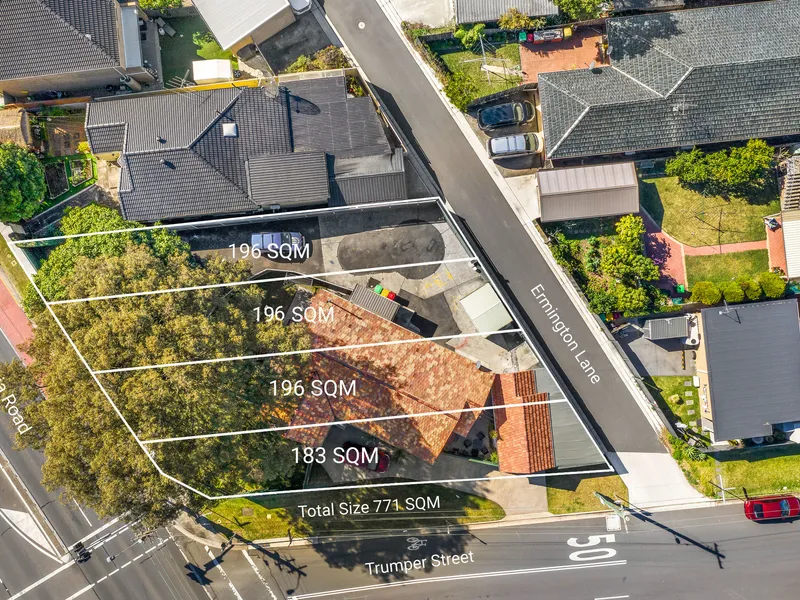 Potential filled home set on large corner block with four lots