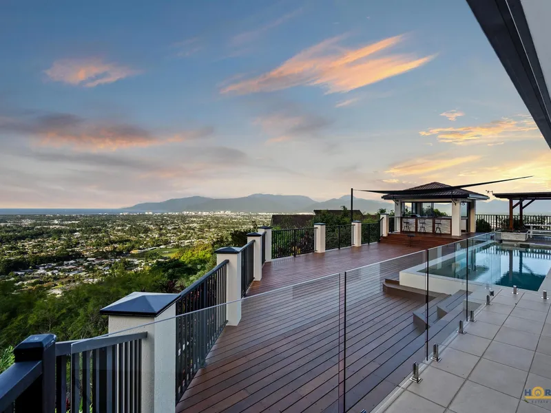 Poolside entertaining with spectacular city views
