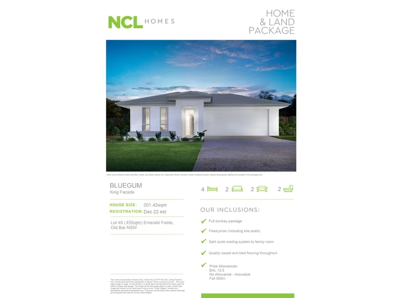 Quality House and Land Package in Newly Released Old Bar Precinct.