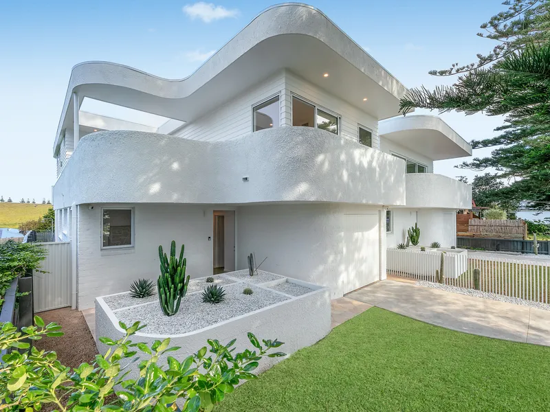Palm Springs-inspired architectural masterpiece in highly desirable seaside village
