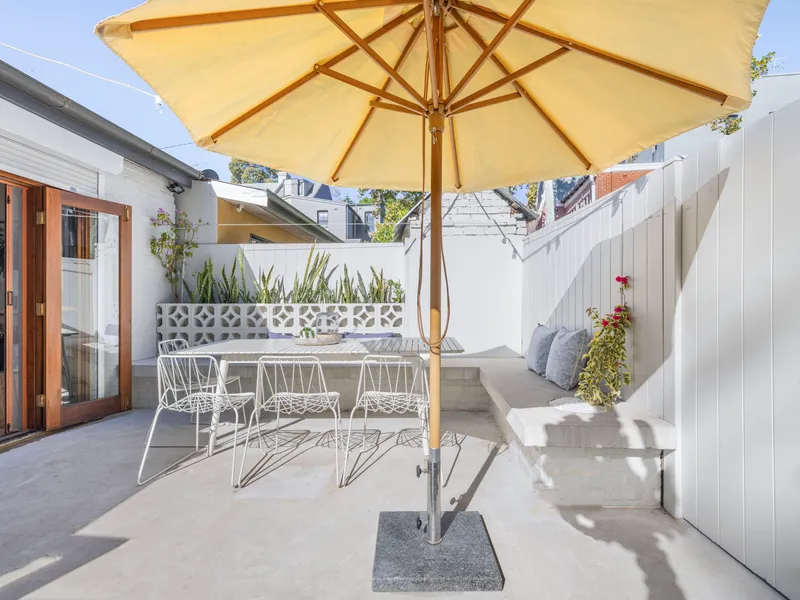 Single-level home in area’s heart: updated in/outdoor courtyard semi