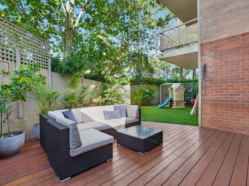 Resort style garden apartment in sought after development with direct level access (total 180sqm on title)