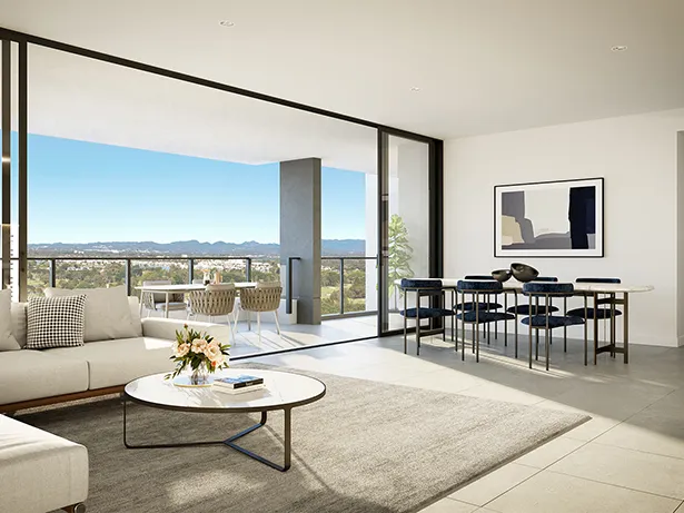 Oversized 2 Bedroom + MPR and 2 car park residential apartments with spectacular views from $870,000 