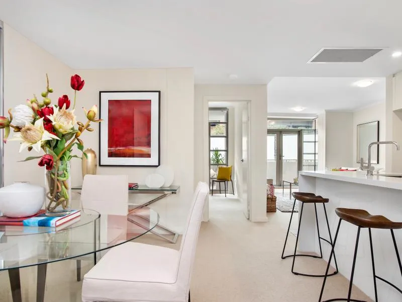 Separate dining and living area