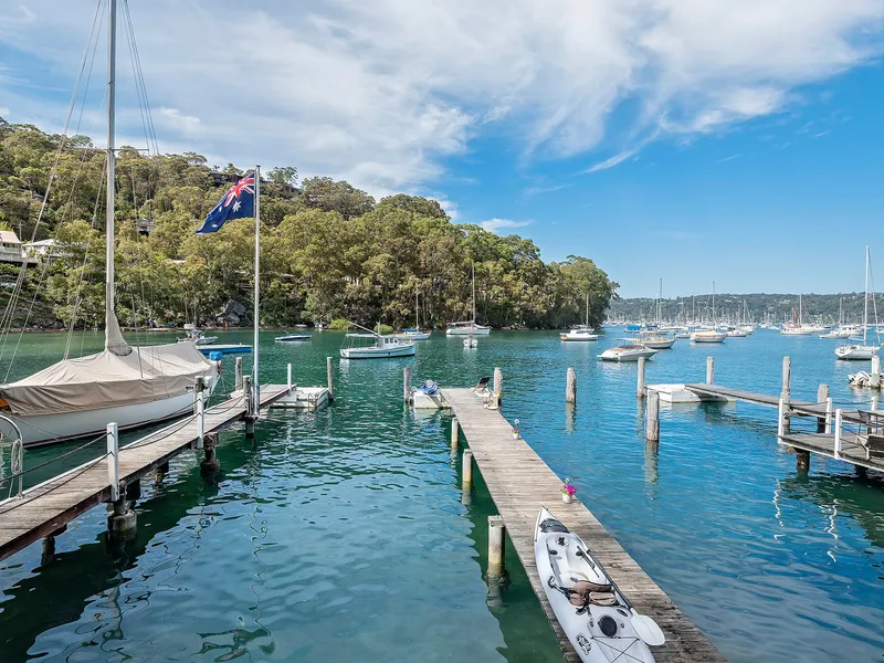 Deep waterfrontage with private jetty, boatshed, permanent berthing pen