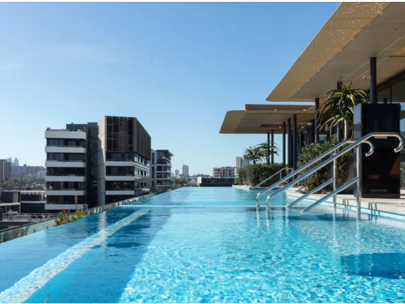 Rooftop infinity pool with views of Sydney CBD right up on this luxury two beds room apartment -Ready to move in today !!!