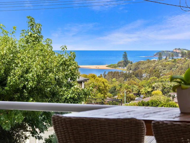 Modern family entertainer embracing ocean outlook