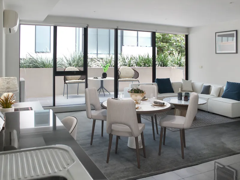 This modern one-bedroom apartment combines low-maintenance living with total convenience.