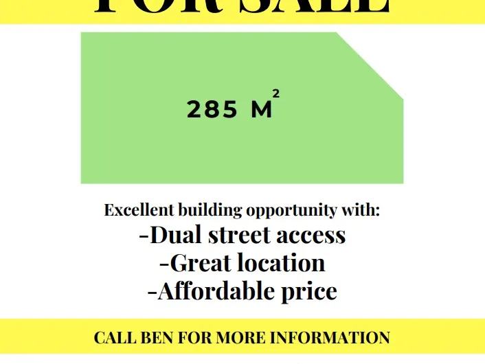 Land For Sale - 285sqm - Perfect Building Opportunity 