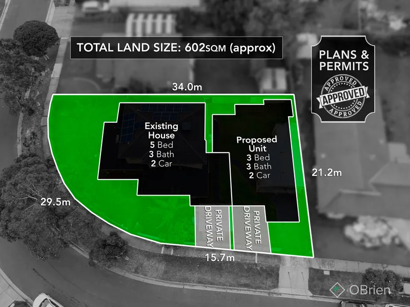 Approved Plans and Permits to Build a Premium Townhouse at the Back on a huge 602m2 (approx.) Block. 