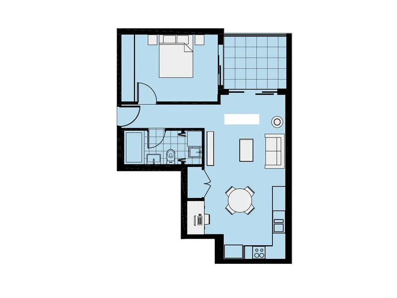 Near New  North Facing Top Floor 1 Bed Apartment for Lease
