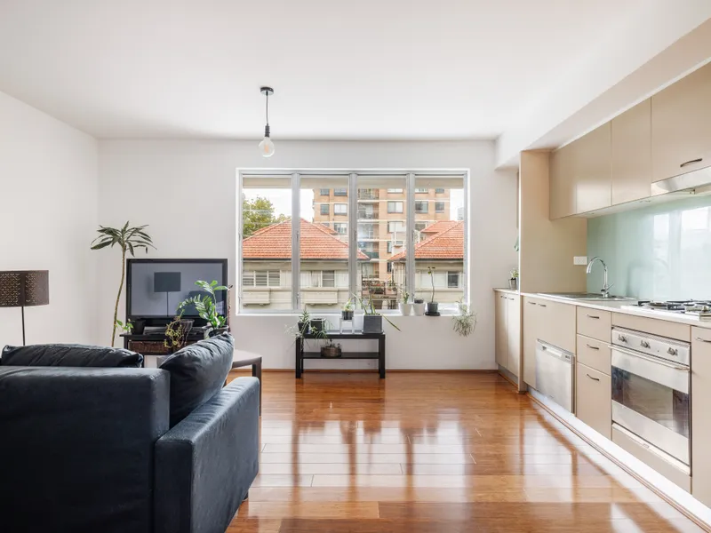 North-facing apartment in an urban village setting