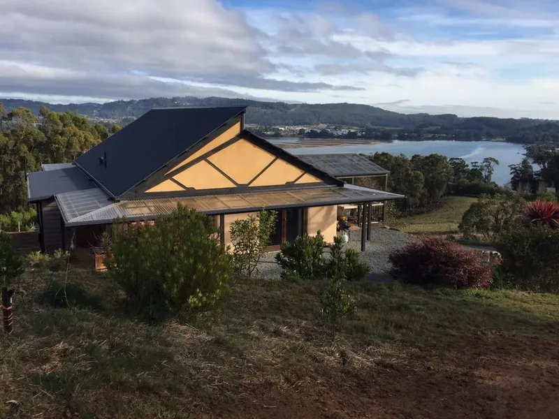 Strawbale house with sweeping river views