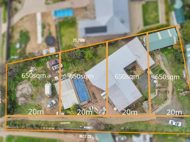 Potential for 4 x 20m fronted Allotments on huge 2860sqm! 