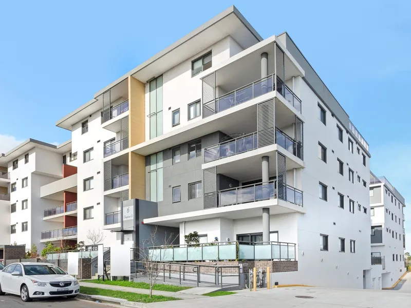 North-west facing, sun drenched two-bedroom, two-bathroom plus study apartment, within 5-minute walk to Schofields Train Station!