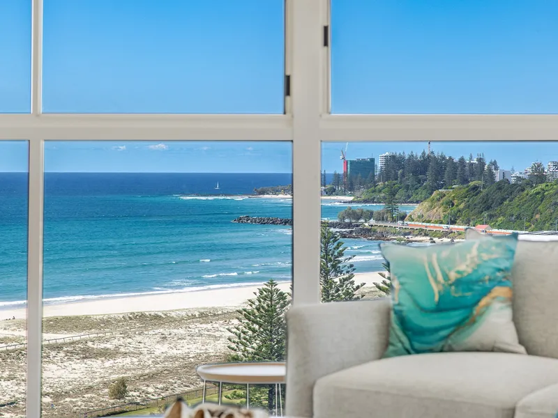 Superb Penthouse Living Spanning Two Levels with Unrivaled Views of World Famous Kirra Beach
