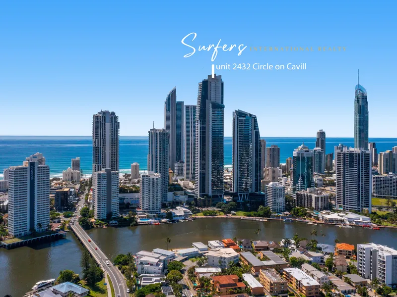 Highest floor 43rd level 2 bedroom ocean facing apartment in Circle on Cavill selling fully furnished including appliances.