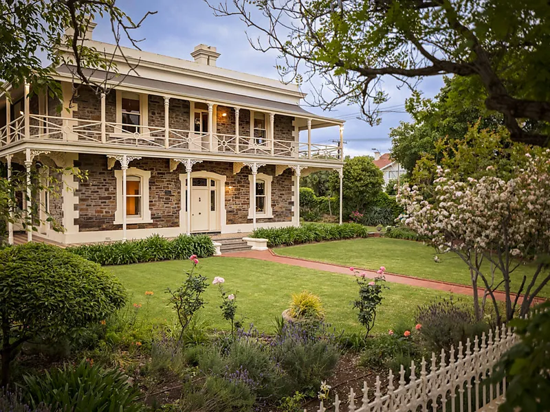 Classic North Adelaide Bluestone Mansion of some eighteen rooms, appearing in pristine condition and sited on 2,040 square metres (approx.) of land.