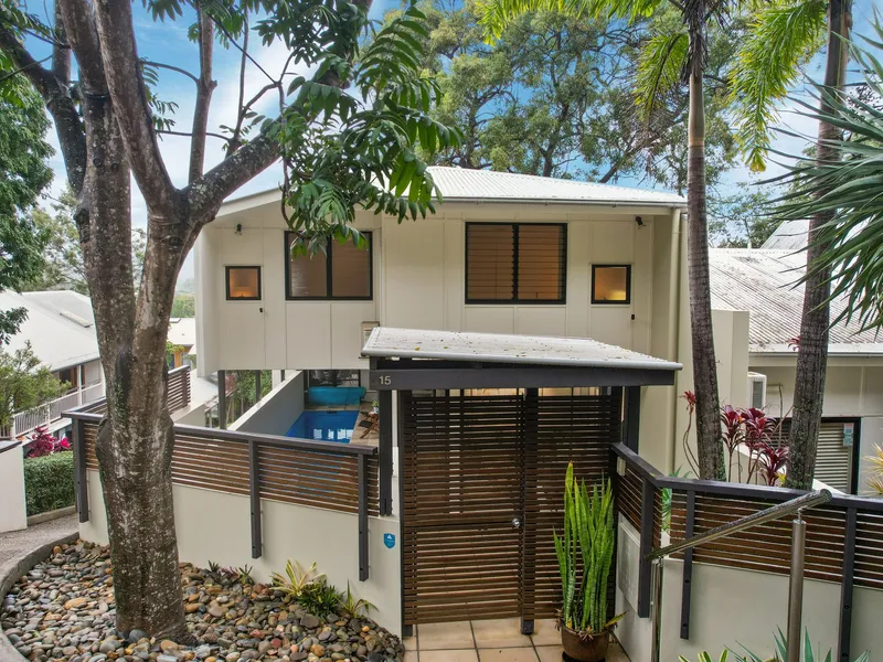 Modern, low-maintenance home with a pool