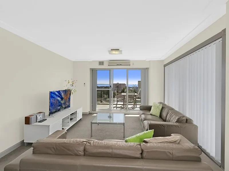 Modern apartment building with pool