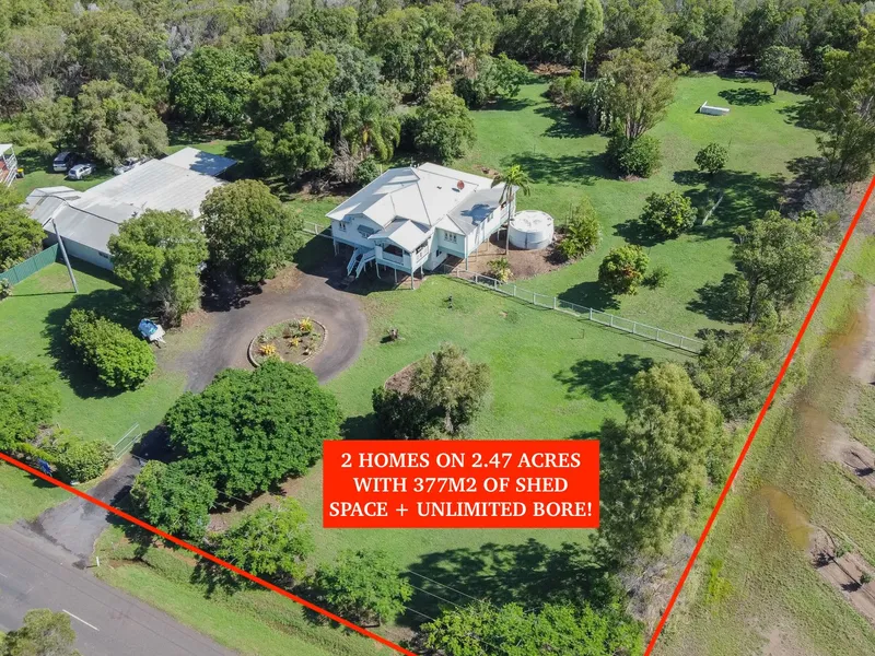PRIME CITY FRINGE ACREAGE WITH 2 HOMES ON 2.47 ACRES WITH 377M2 OF SHED SPACE!