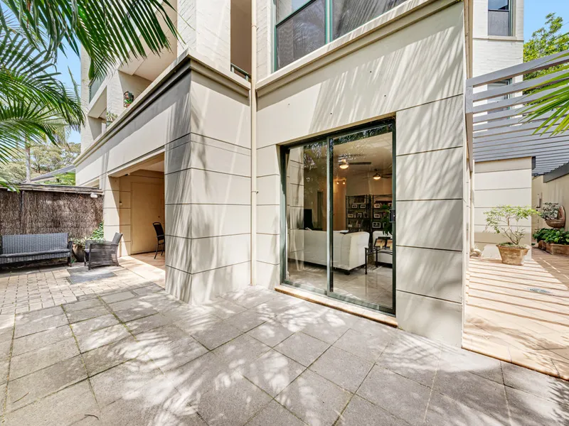 (Entry Via Merlin Street) Serenity Meets Space: Three-Bedroom Apartment with a private Resort-Style Courtyard