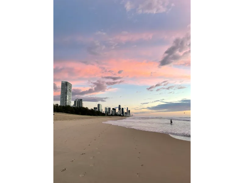 Burleigh beach across the road. 