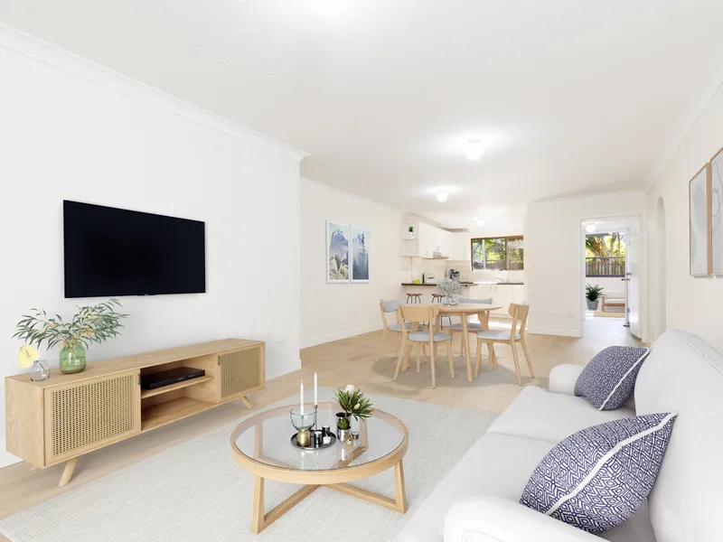 Private leafy ground floor residence with dual outdoor entertaining