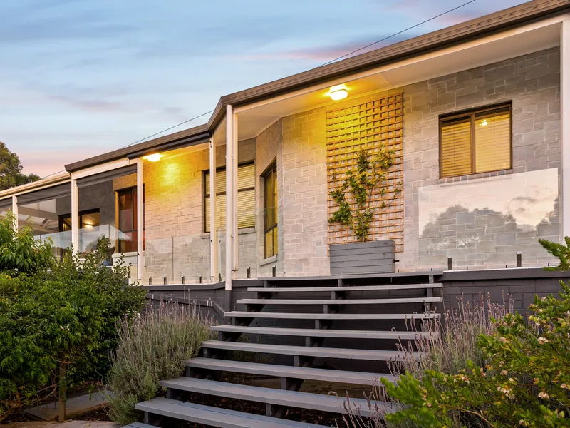 See Adelaide in so many beautiful ways from a split-level, Tesla-powered home with pool and all…