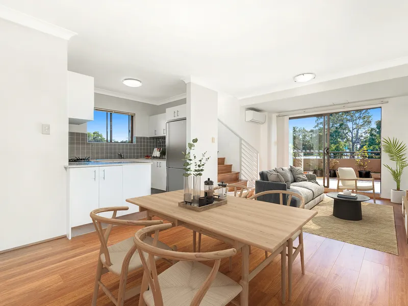 Penthouse-inspired apartment offers a chic dual-level design