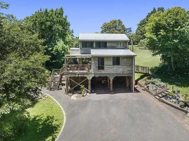 One Acre Treetop Timber Pole Home + Double Shed